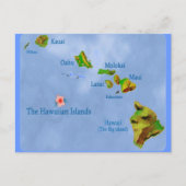 Briefkaart blauwe kaart op Hawaiiaans eiland (Voorkant)