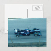 Briefkaart Blauwe raceauto (Voorkant / Achterkant)