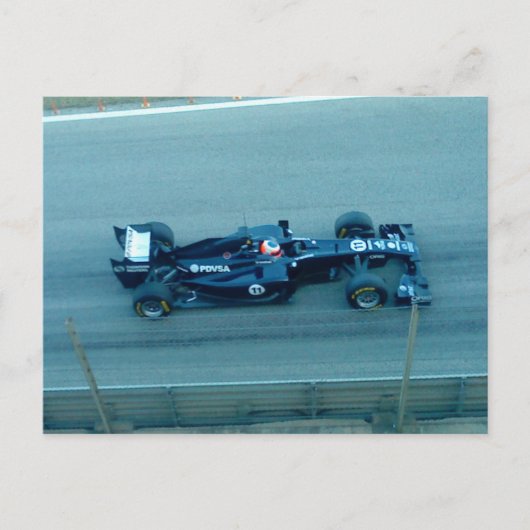 Briefkaart Blauwe raceauto (Voorkant)