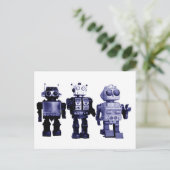 briefkaart blauwe robots (Staand voorkant)