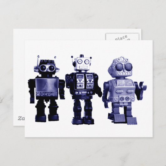 briefkaart blauwe robots (Voorkant / Achterkant)
