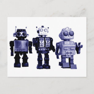 briefkaart blauwe robots