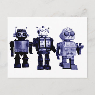 briefkaart blauwe robots