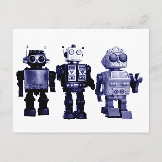 briefkaart blauwe robots (Voorkant)