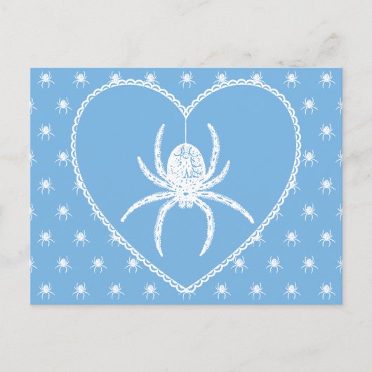 Briefkaart Blauwe Spider Heart (Voorkant)