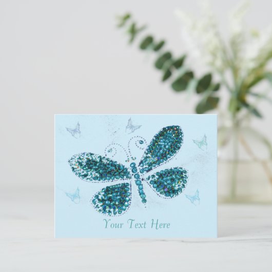 Briefkaart blauwe vlinder (Staand voorkant)