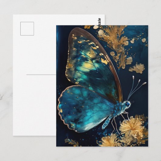 Briefkaart blauwe vlindermot (Voorkant / Achterkant)