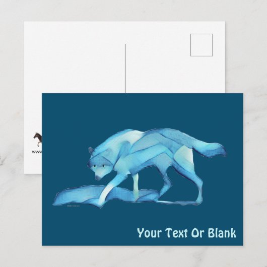 Briefkaart Blauwe Wolf (Voorkant / Achterkant)