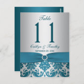 BRIEFKAART Blauwgroen Damastafel met RIBBON-PRINTO (Voorkant / Achterkant)