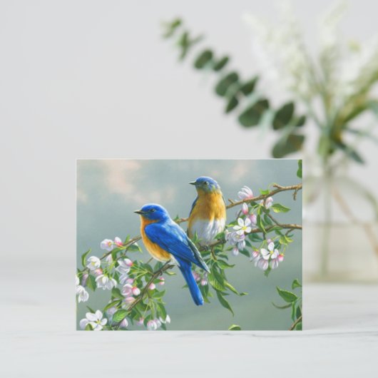 Briefkaart Blauwvogels (Staand voorkant)