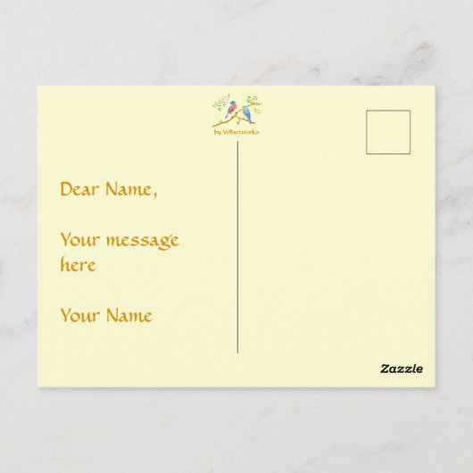 Briefkaart Blauwvogels (Achterkant)