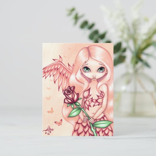 briefkaart "Bleek Roos" (Staand voorkant)