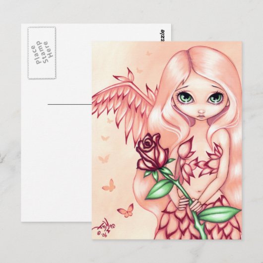 briefkaart "Bleek Roos" (Voorkant / Achterkant)