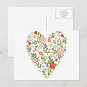 Briefkaart - Bloemenhart - Valentijnsdag (Voorkant / Achterkant)