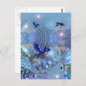 Briefkaart Blue Birds (Voorkant / Achterkant)
