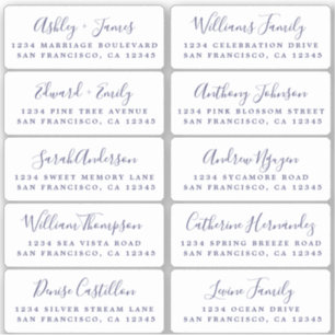 Briefkaart Blue Calligraphy Guest Adresetiketten Sticker