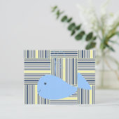 Briefkaart Blue Whale Yellow Blue Stripe (Staand voorkant)