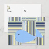 Briefkaart Blue Whale Yellow Blue Stripe (Voorkant / Achterkant)