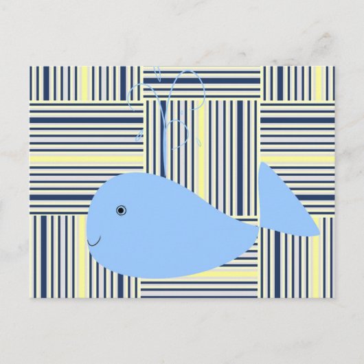 Briefkaart Blue Whale Yellow Blue Stripe (Voorkant)