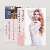 Briefkaart Blush Pink Glitz Pageant Autograph Foto (Voorkant / Achterkant)