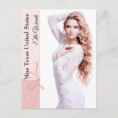Briefkaart Blush Pink Glitz Pageant Autograph Foto (Voorkant)