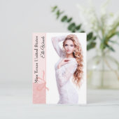 Briefkaart Blush Pink Glitz Pageant Autograph Foto (Staand voorkant)