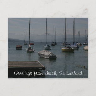 Briefkaart Boats Zurich Lake Boats