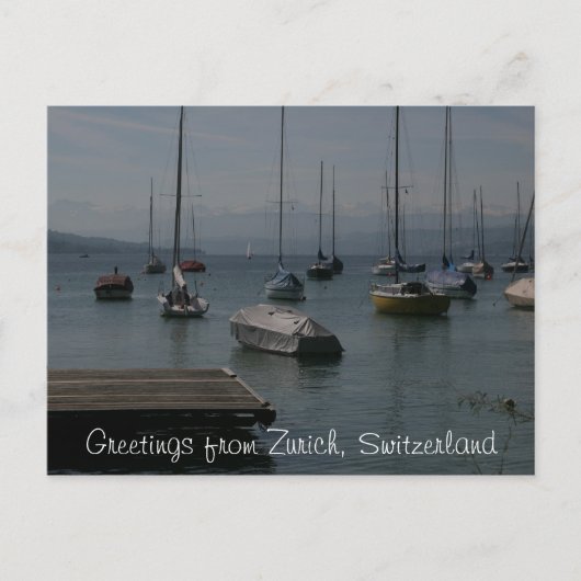 Briefkaart Boats Zurich Lake Boats (Voorkant)