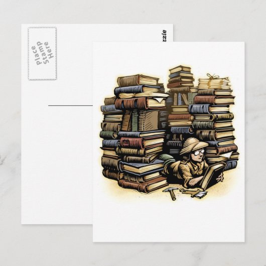 Briefkaart boekarcheoloog (Voorkant / Achterkant)