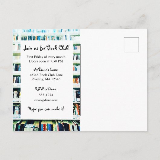 Briefkaart Boekclub (Achterkant)