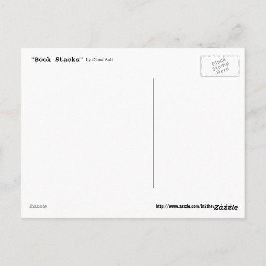 Briefkaart boekenstapels (Achterkant)