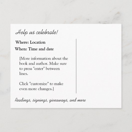 Briefkaart Boeklancering (Achterkant)