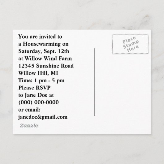 Briefkaart  Boerderij Ranch Fun Housewarming PC (Achterkant)