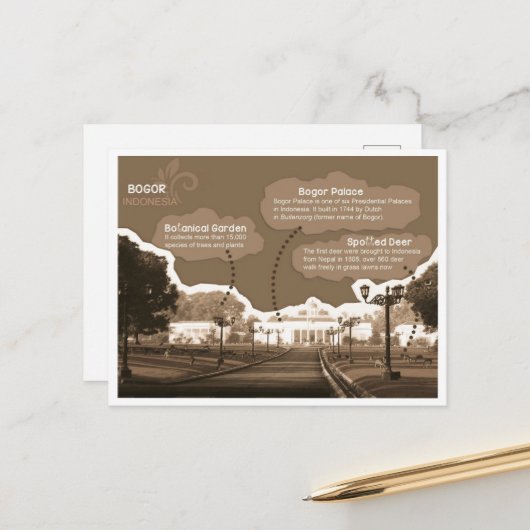 Briefkaart Bogor Palace Indonesië (Voorkant / Achterkant in situ)