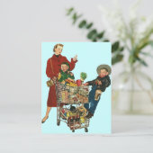 Briefkaart  boodschappenwagentje (Staand voorkant)