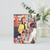 Briefkaart  boodschappenwinkelen zakelijke pc (Staand voorkant)