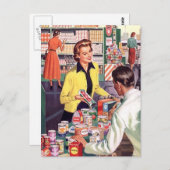 Briefkaart  boodschappenwinkelen zakelijke pc (Voorkant / Achterkant)
