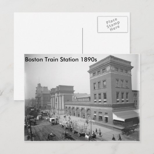 briefkaart "Boston Train Station 1890" (Voorkant / Achterkant)