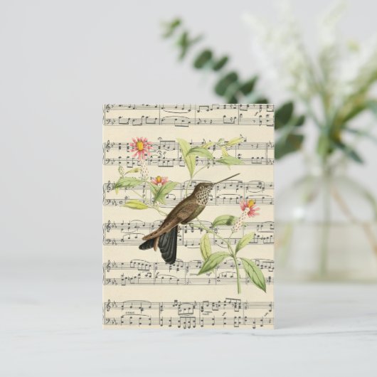  briefkaart botanische kolibrie (Staand voorkant)