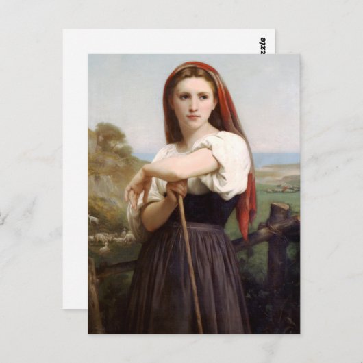Briefkaart Bouguereau Shepherdess (Voorkant / Achterkant)