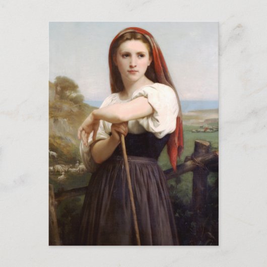 Briefkaart Bouguereau Shepherdess (Voorkant)
