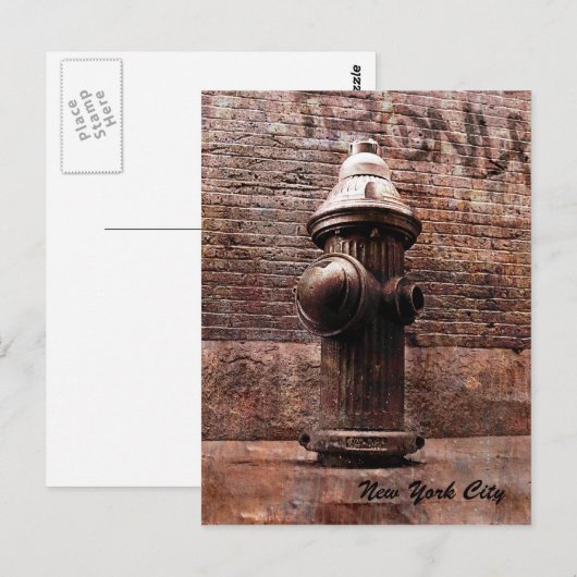 Briefkaart brandkraan in New York (Voorkant / Achterkant)