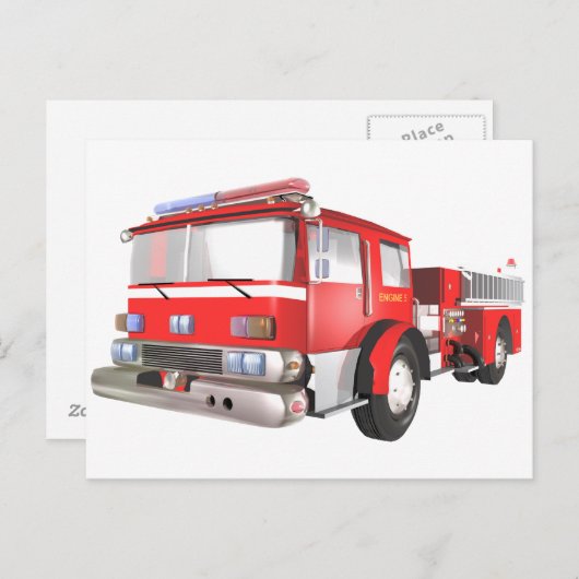 Briefkaart brandweermotor (Voorkant / Achterkant)