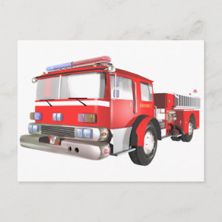 Briefkaart brandweermotor