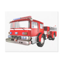 Briefkaart brandweermotor