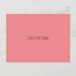 Briefkaart Briefkaart Ik mis je roze, eenvoudig be