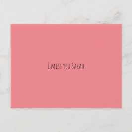 Briefkaart Briefkaart Ik mis je roze, eenvoudig be