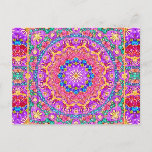 Briefkaart Bright India Waterverf Mandala (Voorkant)