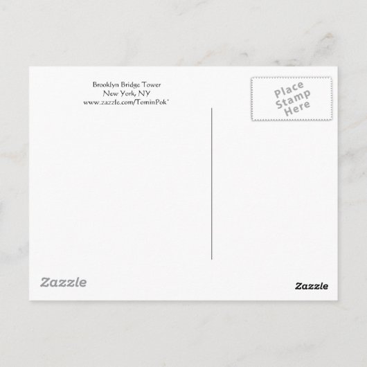 Briefkaart Brooklyn Bridge Tower (Achterkant)