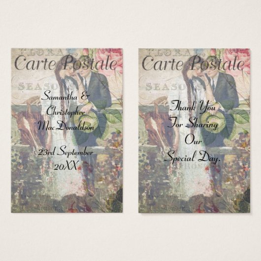 briefkaart bruiloft bedankt label visitekaartje (Voorkant /achterkant)